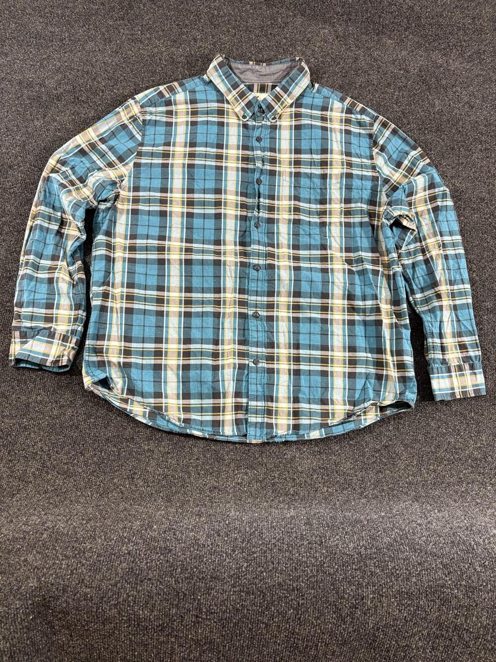 American Eagle Outfitters Shirt Mens 2XL Blue Plaid Long Sleeve Casual Button Up
